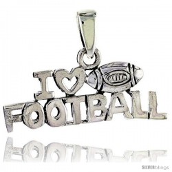 Sterling Silver I Love Football Talking Pendant, 1 in wide