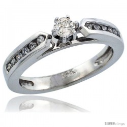 14k White Gold Diamond Engagement Ring w/ 0.35 Carat Brilliant Cut Diamonds, 1/8 in. (3mm) wide