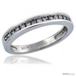 14k White Gold Ladies' Diamond Ring Band w/ 0.21 Carat Brilliant Cut Diamonds, 1/8 in. (3mm) wide