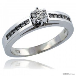 14k White Gold Diamond Engagement Ring w/ 0.28 Carat Brilliant Cut Diamonds, 1/8 in. (3mm) wide