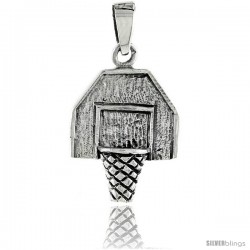 Sterling Silver Basketball Board Pendant, 3/4 in tall