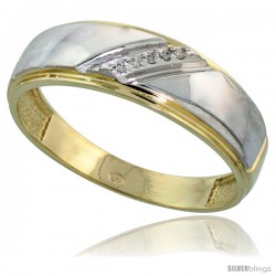 Gold Plated Sterling Silver Mens Diamond Wedding Band, 1/4 in wide -Style Agy102mb