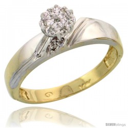 10k Yellow Gold Diamond Engagement Ring 0.05 cttw Brilliant Cut, 3/16 in wide