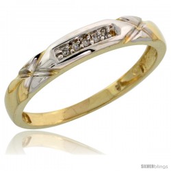 Gold Plated Sterling Silver Ladies Diamond Wedding Band, 1/8 in wide