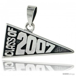 Sterling Silver Class of 2007 Graduation Pendant, 1 1/8 in wide