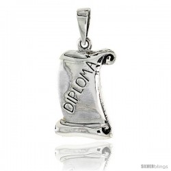 Sterling Silver Graduation Parchment / Diploma Pendant, 7/8 in tall
