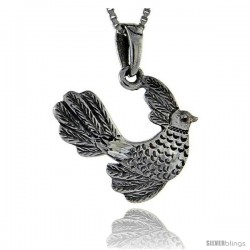 Sterling Silver Bird Pendant, 1 1/8 in tall