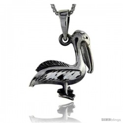 Sterling Silver Pelican Pendant, 1 1/8 in tall