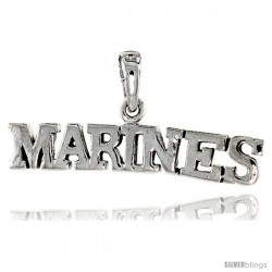 Sterling Silver United States MARINES Talking Pendant, 1 1/4 in wide