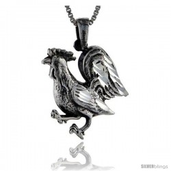 Sterling Silver Rooster Pendant, 1 1/4 in tall