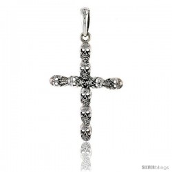 Sterling Silver Skull Cross Pendant, 1 3/4 in tall