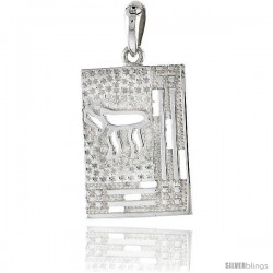 Sterling Silver Chai Pendant, 1 1/8 in tall