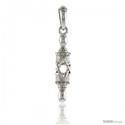 Sterling Silver Torah w/ Star of David Pendant, 1 1/8 in tall