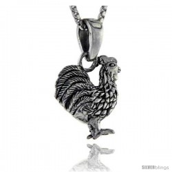 Sterling Silver Rooster Pendant, 3/4 in tall -Style Pa212