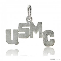 Sterling Silver USMC United States Marine Corps Talking Pendant, 7/8 in wide