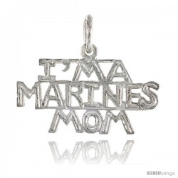 Sterling Silver I'M A MARINES MOM Talking Pendant, 1 1/16 in wide