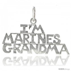 Sterling Silver I'M MARINES GRANDMA Talking Pendant, 1 1/8 in wide