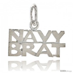 Sterling Silver NAVY BRAT Talking Pendant, 3/4 in wide