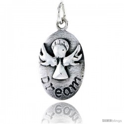 Sterling Silver Guardian Angel DREAM Inspirational Pendant, 3/4 in tall