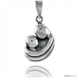 Sterling Silver Mother & Baby Pendant, 7/8 in tall