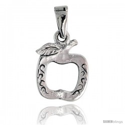 Sterling Silver Mini Photo Frame Apple Cut-out Pendant, 5/8 in tall -Style Pa2144