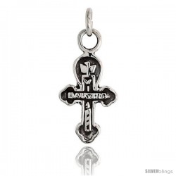 Sterling Silver Bautizo Baptism Cross Pendant, 7/8 in tall