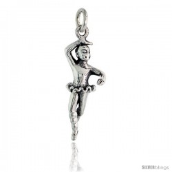 Sterling Silver Ballerina Pendant, 1 1/8 in tall