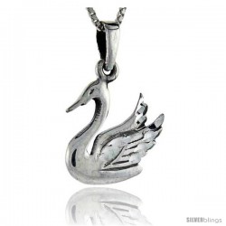 Sterling Silver Swan Pendant, 1 1/4 in tall