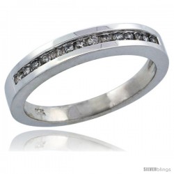 14k White Gold Ladies' Diamond Ring Band w/ 0.14 Carat Brilliant Cut Diamonds, 1/8 in. (3mm) wide -Style 14w925lb