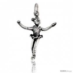 Sterling Silver Ballerina Pendant, 1 1/8 in tall -Style Pa2156