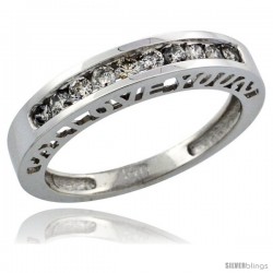 14k White Gold Ladies' Diamond Ring Band w/ 0.28 Carat Brilliant Cut Diamonds, 5/32 in. (4mm) wide