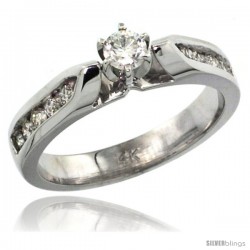 14k White Gold Diamond Engagement Ring w/ 0.45 Carat Brilliant Cut Diamonds, 5/32 in. (4mm) wide