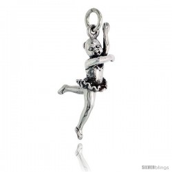 Sterling Silver Ballerina ( Attitude Leap Position ) Pendant, 1 1/8 in tall