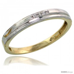 Gold Plated Sterling Silver Ladies Diamond Wedding Band, 1/8 in wide -Style Agy104lb