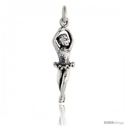 Sterling Silver Ballerina Pendant, 1 1/4 in tall