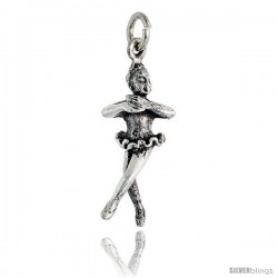 Sterling Silver Ballerina ( Pique Turn Position ) Pendant, 1 1/8 in tall