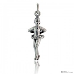 Sterling Silver Ballerina Pendant, 1 1/16 in tall -Style Pa2152