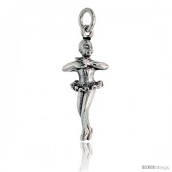 Sterling Silver Ballerina ( Pique Turn Position ) Pendant, 1 1/8 in tall -Style Pa2153