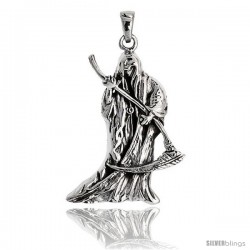 Sterling Silver Grim Reaper Pendant, 1 1/4 in tall