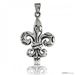 Sterling Silver Fleur de Lis Pendant, 1 1/2 in tall