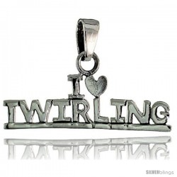 Sterling Silver I LOVE TWIRLING Talking Pendant, 1 1/16 in wide