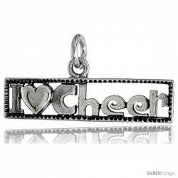 Sterling Silver I LOVE CHEER Talking Pendant, 1 1/4 in wide