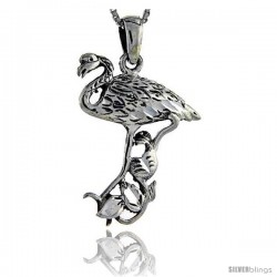 Sterling Silver Flamingo Pendant, 1 3/4 in tall