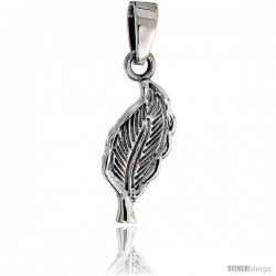 Sterling Silver Leaf Pendant, 3/4 in tall