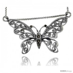 Sterling Silver Filigree Butterfly Pendant, 3/4 in tall