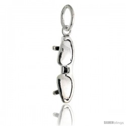 Sterling Silver Half Rim Sunglasses Pendant, 7/8 in tall