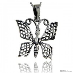 Sterling Silver Butterfly Pendant, 1 1/4 in tall
