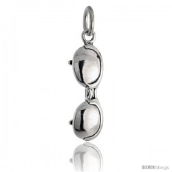 Sterling Silver Half Rim Sunglasses Pendant, 7/8 in tall -Style Pa2190