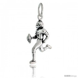 Sterling Silver Football Player Pendant, 7/8 in tall -Style Pa2193