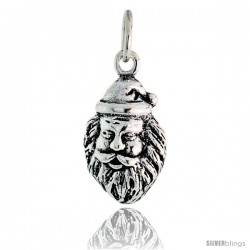 Sterling Silver Viking Man Head Pendant, 7/8 in tall